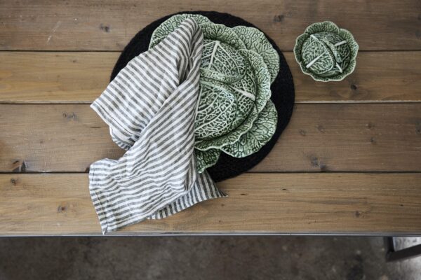 Servett Rough linen stripe beige/grön - Bild 2