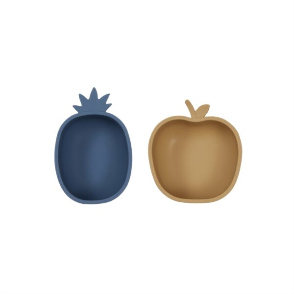 OYOY Yummy Snackskålar 2-pack Pineapple & Apple Blue/Light