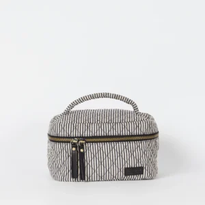 Elise Makeup Bag - Cotton Black Classic Leather