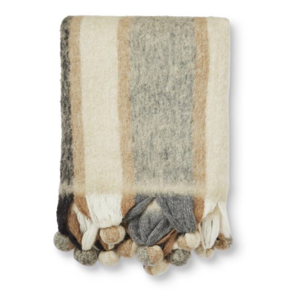 Brown striped mohair Pläd 130x170 cm