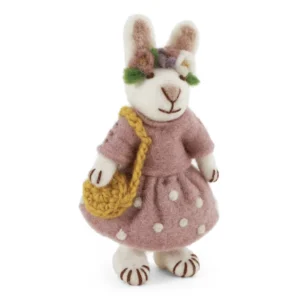 Small White Girly Bunny w/ Flower Hair Band